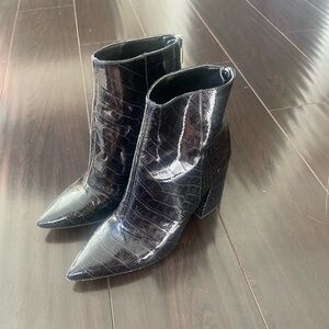 Vince Camuto Patent Pointed Toe Black Booties